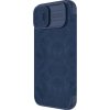 Nillkin Qin Leather Pro Case iPhone 14 Plus kryt fotoaparátu, flipové pouzdro, modré