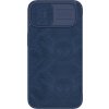 Nillkin Qin Leather Pro Case iPhone 14 Plus kryt fotoaparátu, flipové pouzdro, modré