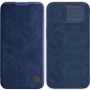 Nillkin Qin Leather Pro Case iPhone 14 Plus kryt fotoaparátu, flipové pouzdro, modré