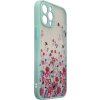 Designový kryt pro iPhone 12 Pro Max s květinovým vzorem, světle modrý
