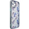 Designový kryt pro iPhone 12 Pro Max s květinovým vzorem, tmavě modrý