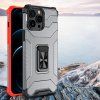 Kryštálový prsteňový kryt s výklopným stojanom pre iPhone 12 Pro Max modrý