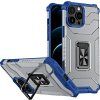Kryštálový prsteňový kryt s výklopným stojanom pre iPhone 12 Pro Max modrý