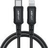 Acefast C4-01 Lightning - USB-C PD kábel 30W 3A 480Mb/s 1,8m - čierny