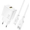 Dudao A23TEU 2.4A GaN nástenná nabíjačka USB-A s káblom USB-A - USB-C - biela