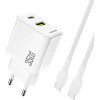 Dudao A27MaxCEU PD QC 35W USB-A USB-C nástěnná nabíječka s kabelem USB-C - bílá