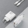 GaN Dudao A30EUL 30W USB-A / USB-C nabíječka do zásuvky + USB-C - Lightning kabel - bílá