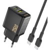 Dudao A26TCEU PD QC 25W GaN USB-A USB-C nástěnná nabíječka s kabelem USB-C - černá