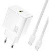 Dudao A27PCEU PD 30W GaN USB-C nástenná nabíjačka s káblom USB-C - biela