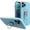 Silikonový kryt Ring Case s úchopem pro prsty a stojánkem pro iPhone 12 mini světle modrý
