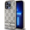 DKNY PU Leather Checkered Pattern and Stripe Zadní Kryt pro iPhone 13 Pro Max Beige