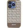 DKNY PU Leather Repeat Pattern Bottom Stripe MagSafe Zadný Kryt pre iPhone 13 Pro Max Brown