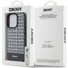 DKNY PU Leather Repeat Pattern Bottom Stripe MagSafe Zadný Kryt pre iPhone 13 Pro Max, čierny