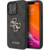 Guess PU 4G Metal Logo Zadný Kryt pre iPhone 13 Pro Max Grey
