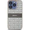 DKNY PU Leather Repeat Pattern Tonal Stripe Zadní Kryt pro iPhone 14 Pro Max Beige