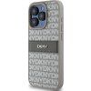 DKNY PU Leather Repeat Pattern Tonal Stripe Zadní Kryt pro iPhone 14 Pro Max Beige