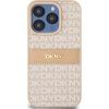 DKNY PU Leather Repeat Pattern Tonal Stripe Zadný Kryt pre iPhone 14 Pro Max Pink