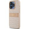 DKNY PU Leather Repeat Pattern Tonal Stripe Zadný Kryt pre iPhone 14 Pro Max Ružový