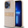 DKNY PU Leather Repeat Pattern Tonal Stripe Zadný Kryt pre iPhone 14 Pro Max Ružový