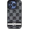DKNY PU Leather Checkered Pattern and Stripe Zadní Kryt pro iPhone 14 Pro Max Black