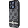 DKNY PU Leather Checkered Pattern and Stripe Zadní Kryt pro iPhone 14 Pro Max Black