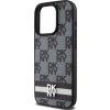 DKNY PU Leather Checkered Pattern and Stripe Zadní Kryt pro iPhone 14 Pro Max Black