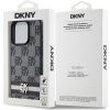 DKNY PU Leather Checkered Pattern and Stripe Zadní Kryt pro iPhone 14 Pro Max Black