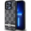 DKNY PU Leather Checkered Pattern and Stripe Zadní Kryt pro iPhone 14 Pro Max Black