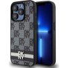 DKNY PU Leather Checkered Pattern and Stripe Zadný Kryt pre iPhone 14 Pro Max Black