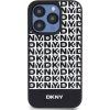 DKNY PU Kožený Zadný Kryt Repeat Pattern Bottom Stripe MagSafe pre iPhone 14 Pro Max Čierny