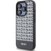 DKNY PU Kožený Zadný Kryt Repeat Pattern Bottom Stripe MagSafe pre iPhone 14 Pro Max Čierny