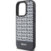DKNY PU Kožený Zadný Kryt Repeat Pattern Bottom Stripe MagSafe pre iPhone 14 Pro Max Čierny