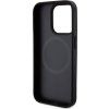DKNY PU Kožený Zadný Kryt Repeat Pattern Bottom Stripe MagSafe pre iPhone 14 Pro Max Čierny
