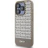 DKNY PU Leather Repeat Pattern Bottom Stripe MagSafe Zadní Kryt pro iPhone 14 Pro Max Brown