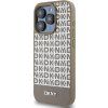 DKNY PU Leather Repeat Pattern Bottom Stripe MagSafe Zadný Kryt pre iPhone 14 Pro Max Brown
