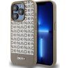 DKNY PU Leather Repeat Pattern Bottom Stripe MagSafe Zadný Kryt pre iPhone 14 Pro Max Brown