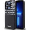 DKNY PU Leather Repeat Pattern Card Pocket Zadný Kryt pre iPhone 14 Pro Max Black