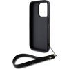 DKNY PU Leather Stack Logo Wrist Strap Zadný Kryt pre iPhone 14 Pro Max Čierny