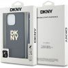 DKNY PU Leather Stack Logo Wrist Strap Zadný Kryt pre iPhone 14 Pro Max Black