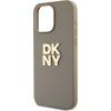 DKNY PU Leather Stack Logo Wrist Strap Zadní Kryt pro iPhone 14 Pro Max Beige