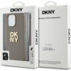 DKNY PU Leather Stack Logo Wrist Strap Zadný Kryt pre iPhone 14 Pro Max Beige
