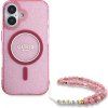 Guess IML Glitter Strap MagSafe Zadní Kryt pro iPhone 16 Plus Pink