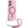 Guess IML Glitter Strap MagSafe Zadní Kryt pro iPhone 16 Plus Pink