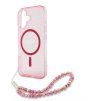 Guess IML Glitter Strap MagSafe Zadní Kryt pro iPhone 16 Plus Pink