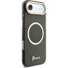 Guess IML Glitter Script Strap MagSafe Zadný Kryt pre iPhone Air Black