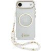 Guess IML Glitter Script Strap MagSafe Zadný Kryt pre iPhone Air Transparent