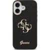 Guess PU Fixed Glitter 4G Metal Frame Zadný Kryt pre iPhone 17 Black