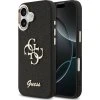 Guess PU Fixed Glitter 4G Metal Frame Zadní Kryt pro iPhone 17 Black