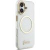 Guess IML Glitter Script Strap MagSafe Zadný Kryt pre iPhone 17 Transparent