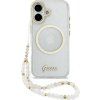 Guess IML Glitter Script Strap MagSafe Zadný Kryt pre iPhone 17 Transparent